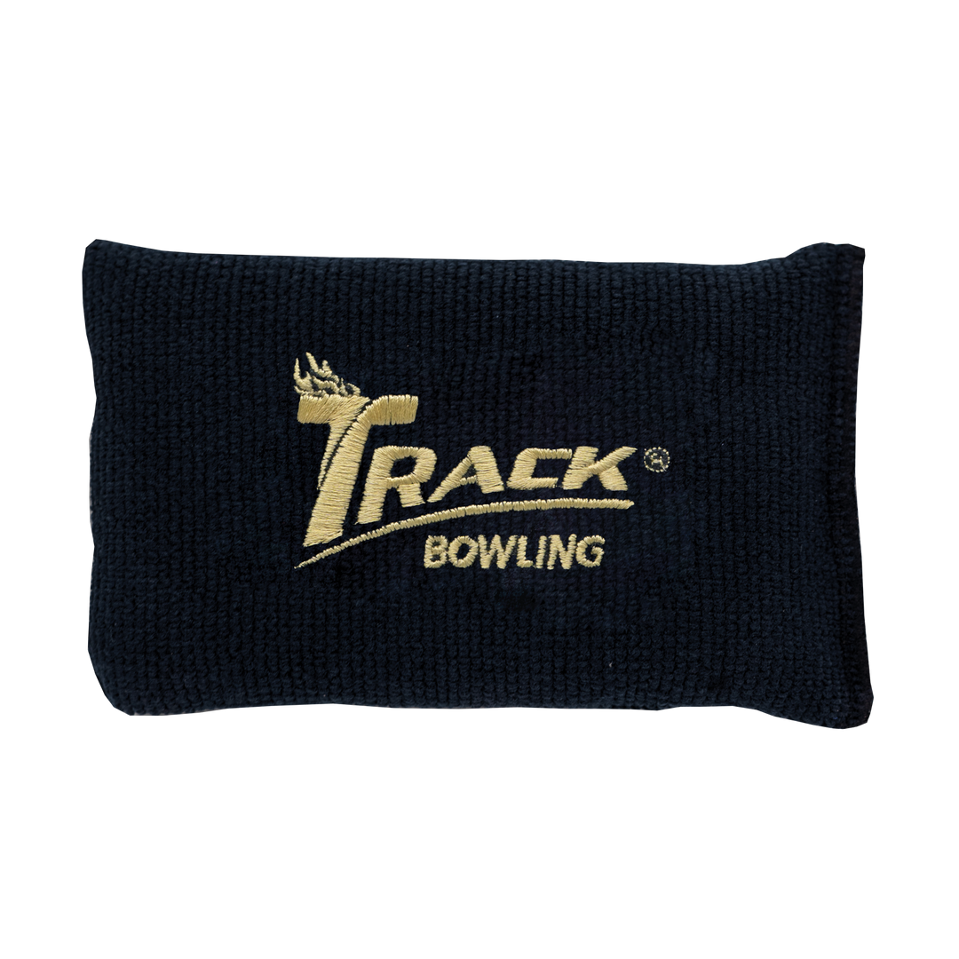 Grip Sack in Black with Gold Track Bowling Logo.