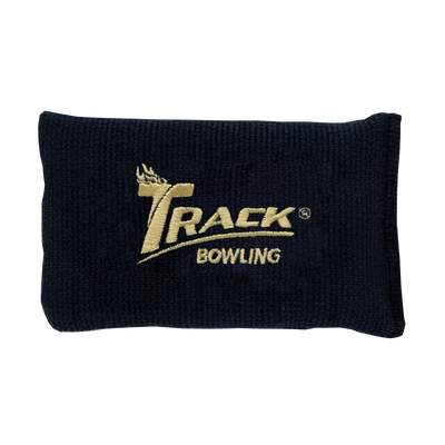 Grip Sack in Black with Gold Track Bowling Logo.